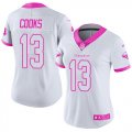 Wholesale Cheap Nike Texans #13 Brandin Cooks White/Pink Women's Stitched NFL Limited Rush Fashion Jersey