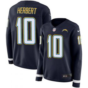 Wholesale Cheap Nike Chargers #10 Justin Herbert Navy Blue Team Color Women\'s Stitched NFL Limited Therma Long Sleeve Jersey