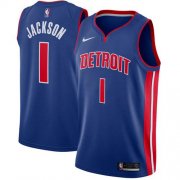 Wholesale Cheap Nike Pistons #1 Reggie Jackson Blue Stitched NBA Swingman Jersey