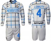 Wholesale Cheap Men 2020-2021 club Inter milan away long sleeve 4 white Soccer Jerseys