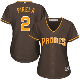 Wholesale Cheap Padres #2 Jose Pirela Brown Alternate Women\'s Stitched MLB Jersey