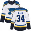 Wholesale Cheap Adidas Blues #34 Jake Allen White Road Authentic Women's Stitched NHL Jersey