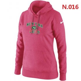 Wholesale Cheap Women\'s Nike New York Jets Heart & Soul Pullover Hoodie Pink