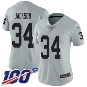 Wholesale Cheap Nike Raiders #34 Bo Jackson Silver Women\'s Stitched NFL Limited Inverted Legend 100th Season Jersey