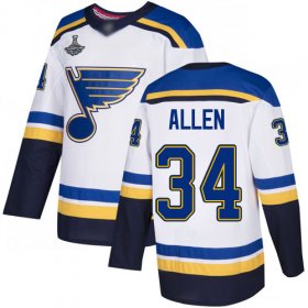 Wholesale Cheap Adidas Blues #34 Jake Allen White Road Authentic Stanley Cup Champions Stitched NHL Jersey