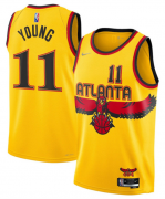 Cheap Men's Atlanta Hawks #11 Trae Young Yellow Stitched Game Jersey