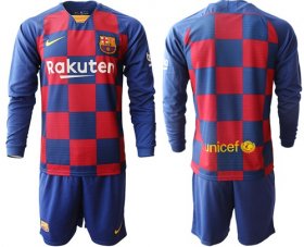 Wholesale Cheap Barcelona Blank Home Long Sleeves Soccer Club Jersey