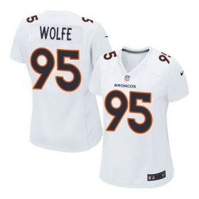 Wholesale Cheap Nike Broncos #95 Derek Wolfe White Women\'s Stitched NFL Game Event Jersey