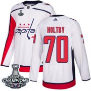 Wholesale Cheap Adidas Capitals #70 Braden Holtby White Road Authentic Stanley Cup Final Champions Stitched NHL Jersey