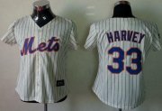 Wholesale Cheap Mets #33 Matt Harvey Cream(Blue Strip) Women's Fashion Stitched MLB Jersey