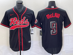 Wholesale Cheap Men\'s Cincinnati Reds #9 Matt McLain Black 2023 City Connect Cool Base Stitched Jersey