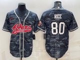 Wholesale Cheap Men's San Francisco 49ers #80 Jerry Rice Grey Camo With Patch Cool Base Stitched Baseball Jersey