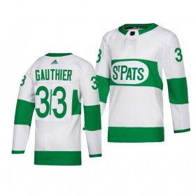 Wholesale Cheap Maple Leafs #33 Frederik Gauthier adidas White 2019 St. Patrick\'s Day Authentic Player Stitched NHL Jersey