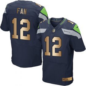 Wholesale Cheap Nike Seahawks #12 Fan Steel Blue Team Color Men\'s Stitched NFL Elite Gold Jersey