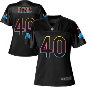 Wholesale Cheap Nike Lions #40 Jarrad Davis Black Women\'s NFL Fashion Game Jersey
