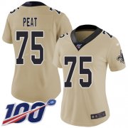 Wholesale Cheap Nike Saints #75 Andrus Peat Gold Women's Stitched NFL Limited Inverted Legend 100th Season Jersey