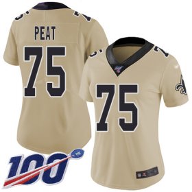 Wholesale Cheap Nike Saints #75 Andrus Peat Gold Women\'s Stitched NFL Limited Inverted Legend 100th Season Jersey