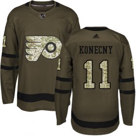 Wholesale Cheap Adidas Flyers #11 Travis Konecny Green Salute to Service Stitched Youth NHL Jersey