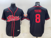 Wholesale Cheap Men's San Francisco 49ers #8 Steve Young Black With Patch Cool Base Stitched Baseball Jersey