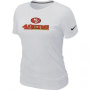 Wholesale Cheap Women's Nike San Francisco 49ers Authentic Logo T-Shirt White