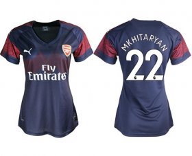 Wholesale Cheap Women\'s Arsenal #22 Mkhitaryan Away Soccer Club Jersey