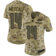 Wholesale Cheap Nike Seahawks #14 D.K. Metcalf Camo Women's Stitched NFL Limited 2018 Salute to Service Jersey
