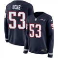 Wholesale Cheap Nike Patriots #53 Josh Uche Navy Blue Team Color Women's Stitched NFL Limited Therma Long Sleeve Jersey