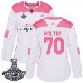 Wholesale Cheap Adidas Capitals #70 Braden Holtby White/Pink Authentic Fashion Stanley Cup Final Champions Women's Stitched NHL Jersey
