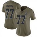 Wholesale Cheap Nike Raiders #77 Trent Brown Olive Women's Stitched NFL Limited 2017 Salute To Service Jersey