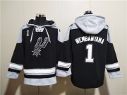 Wholesale Cheap Men's San Antonio Spurs #1 Victor Wembanyama Black Ageless Must-Have Lace-Up Pullover Hoodie