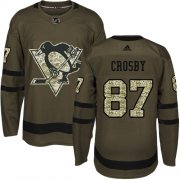 Wholesale Cheap Adidas Penguins #87 Sidney Crosby Green Salute to Service Stitched Youth NHL Jersey