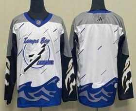 Cheap Men\'s Tampa Bay Lightning Blank White 2022 Reverse Retro Stitched Jersey