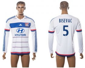 Wholesale Cheap Lyon #5 Bisevac Home Long Sleeves Soccer Club Jersey
