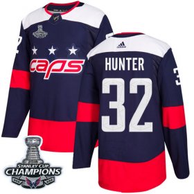 Wholesale Cheap Adidas Capitals #32 Dale Hunter Navy Authentic 2018 Stadium Series Stanley Cup Final Champions Stitched NHL Jersey