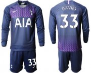 Wholesale Cheap Tottenham Hotspur #33 Davies Away Long Sleeves Soccer Club Jersey