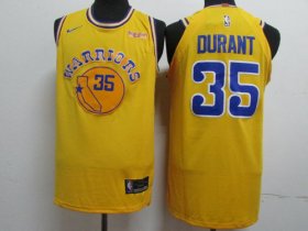 Wholesale Cheap Nike Golden State Warriors #35 Kevin Durant Yellow Throwback Authentic Jersey