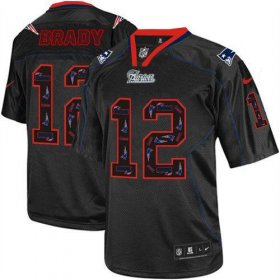 Wholesale Cheap Nike Patriots #12 Tom Brady New Lights Out Black Men\'s Stitched NFL Elite Jersey