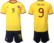 Cheap Men's Colombia #9 Falcao Yellow Home Soccer Jersey Suit