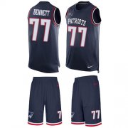 Wholesale Cheap Nike Patriots #77 Michael Bennett Navy Blue Team Color Men's Stitched NFL Limited Tank Top Suit Jersey