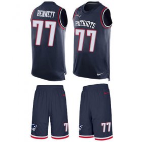 Wholesale Cheap Nike Patriots #77 Michael Bennett Navy Blue Team Color Men\'s Stitched NFL Limited Tank Top Suit Jersey