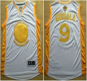 Wholesale Cheap Golden State Warriors #9 Andre Iguodala 2015 NBA Final Game Gold Name White Jersey