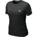 Wholesale Cheap Women's Nike Green Bay Packers Chest Embroidered Logo T-Shirt Black