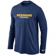 Wholesale Cheap Nike Washington Redskins Authentic Font Long Sleeve T-Shirt Dark Blue