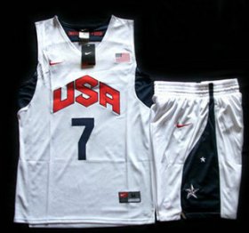 Wholesale Cheap 2012 Olympic USA Team #7 Russell Westbrook White Basketball Jerseys & Shorts Suit