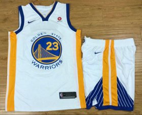 Wholesale Cheap Men\'s Golden State Warriors #23 Draymond Green White 2017-2018 Nike Swingman Rakuten Stitched NBA Jersey With Shorts