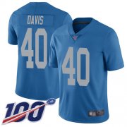 Wholesale Cheap Nike Lions #40 Jarrad Davis Blue Throwback Men's Stitched NFL 100th Season Vapor Limited Jersey