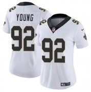Cheap Women's New Orleans Saints #92 Chase Young White Vapor Stitched Game Jersey(Run Small)