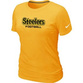 Wholesale Cheap Women\'s Nike Pittsburgh Steelers Sideline Legend Authentic Font T-Shirt Yellow