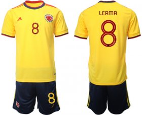 Cheap Men\'s Colombia #8 Lerma Yellow Home Soccer Jersey Suit