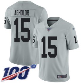 Wholesale Cheap Nike Raiders #15 Nelson Agholor Silver Youth Stitched NFL Limited Inverted Legend 100th Season Jersey